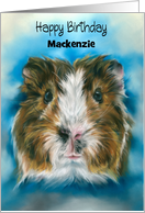 Birthday for Personalized Name Tricolor Guinea Pig on Blue M card