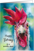 Birthday for Him Whimsical White Chicken Personalized card