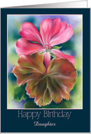 Birthday for Daughter Red Leaf Pink Geranium Flower Custom card