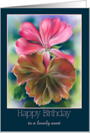 Birthday for Aunt Red Leaf Pink Geranium Flower Custom card