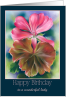 Birthday for Her Red Leaf Pink Geranium Flower Custom card