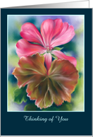 Thinking of You Red Leaf Pink Geranium Personalized Blank Inside card