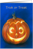 Halloween Trick or Treat Goofy Grinning Pumpkin Face Custom card