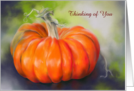 Thinking of You Autumn Pumpkin Orange on Purple Custom Blank Inside card