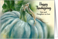 For Son and Daughter in Law Thanksgiving Blue Pumpkin Pastel Custom card