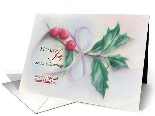 For Granddaughter Holly Jolly Seasons Greetings Personalized card