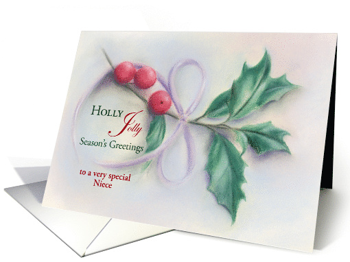 For Niece Holly Jolly Seasons Greetings Personalized card (1800892)