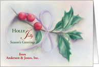 For Business Customer Holly Jolly Seasons Greetings Personalized card