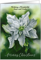 For Aunt and Uncle Christmas White Poinsettia Flower Custom card