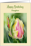 For Daughter Birthday Pretty Tulip Yellow and Pink Flower Custom card