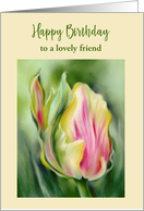 For Friend Birthday Pretty Tulip Yellow and Pink Flower Personalized card