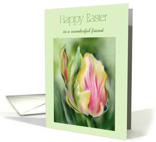 For Friend Easter Pretty Tulip Yellow and Pink Custom card (1802924)