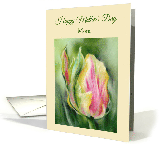 For Mom Mothers Day Pretty Tulip Yellow and Pink Personalized card