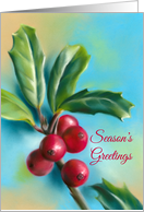 Seasons Greetings from Custom Business Christmas Holly Berries card