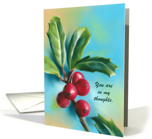 Personalized Thinking of You Winter Holly Berries Blank Inside card