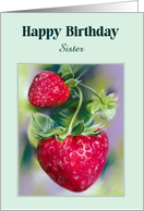 For Sister Birthday Strawberries Pastel Personalized card