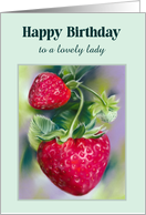 For Her Birthday Strawberries Pastel Custom card