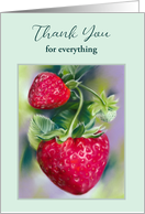 Thank You for Everything Strawberries Pastel Art Personalized card