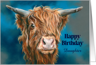 For Daughter Birthday Shaggy Highland Cow Personalized card