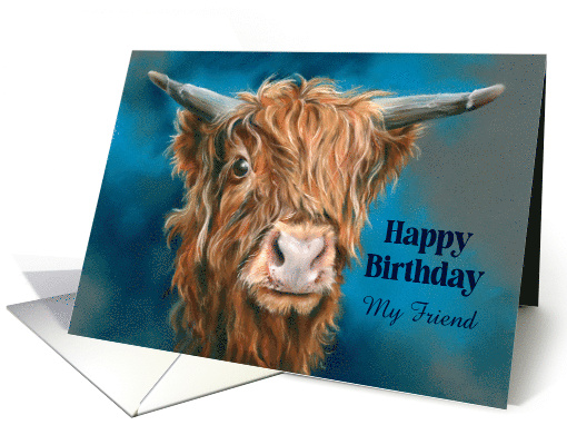 For Friend Birthday Shaggy Highland Cow Personalized card (1807510)
