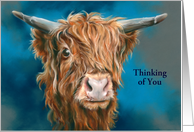 Thinking of You Shaggy Highland Cow Custom Blank Inside card