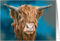 Any Occasion Shaggy Highland Cow Animal Art Blank card