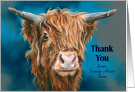 Thank You from Farm Business Shaggy Highland Cow Custom card