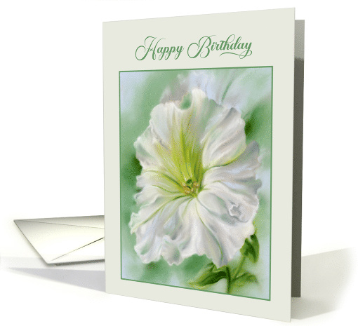 Happy Birthday White Petunia Flower Pastel card (1810120)