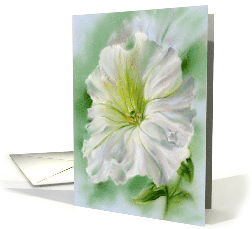Any Occasion White Petunia Flower Pastel Art Blank card (1810128)
