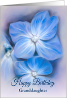 For Granddaughter Birthday Blue Hydrangea Pastel Floral Art Custom card