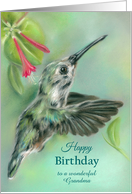 Grandmother Birthday Hummingbird with Honeysuckle Pastel Custom card