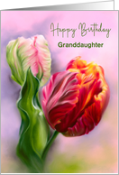 Granddaughter Birthday Colorful Spring Tulips Flower Pastel Custom card
