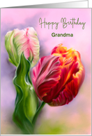 Grandmother Birthday Colorful Spring Tulips Flower Pastel Custom card