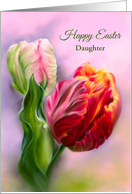For Daughter Easter Colorful Spring Tulips Flower Pastel Art Custom card