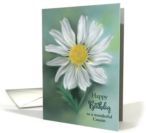 Cousin Birthday White Daisy Flower Pastel Art Personalized card