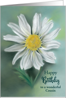 Cousin Birthday White Daisy Flower Pastel Art Personalized card