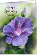 For Cousin Birthday Purple Morning Glory Flower Custom card