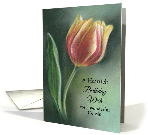 For Cousin Red and Yellow Tulip Birthday Custom card (1813540)