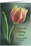 For Cousin Red and Yellow Tulip Birthday Custom card