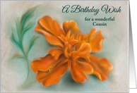 For Cousin Birthday Orange Marigold Art Personalized card
