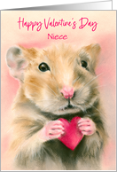 For Niece Valentine Hamster with Heart Custom card