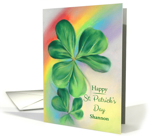 For Personalized Name Shamrock Rainbow St Patricks Day S card