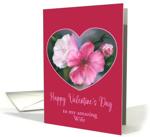 Valentine for Wife Pink Quince Flowers Pastel Floral Art Custom card