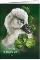 For Kid St Patricks Day Swan Chick Pastel Bird Art Personalized card