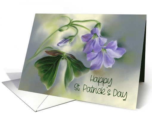 Happy St Patricks Day Shamrock Flowers Pastel Art card (1820018)