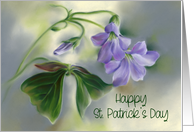Happy St Patricks Day Shamrock Flowers Pastel Art card