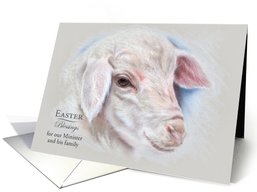 For Minister and Family Easter Blessings Lamb Pastel Art Custom card