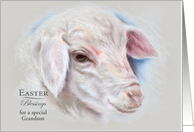 For Grandson Easter Blessings Lamb Pastel Art Custom card