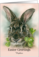 For Nephew Easter Brown Bunny Rabbit in Clover Custom card