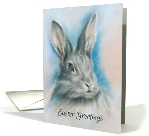 Easter Greetings Gray Bunny Rabbit Pastel Art card (1821248)
